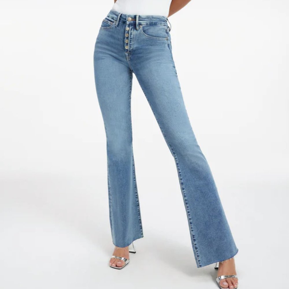 NWT! Good American Women's Good Legs Flared Jeans Indigo‎ Size-0/25